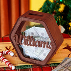 Custom Hexagonal Wood Piggy Bank with Name - DiyGiftly