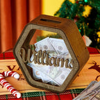 Custom Hexagonal Wood Piggy Bank with Name - DiyGiftly