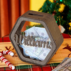 Custom Hexagonal Wood Piggy Bank with Name - DiyGiftly