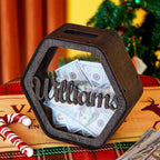 Custom Hexagonal Wood Piggy Bank with Name - DiyGiftly