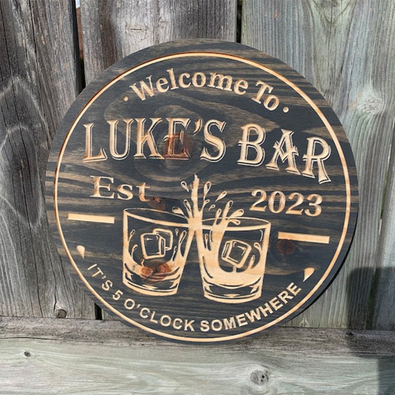 Custom Home Bar Sign – Personalized Name Wall Art, Man Cave, Kitchen & Game Room Decor, Whiskey & Cocktail Lover Gift, Housewarming & Party Present, Rustic Pub Style Wall Decoration 50240000 - DiyGiftly