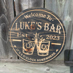 Custom Home Bar Sign – Personalized Name Wall Art, Man Cave, Kitchen & Game Room Decor, Whiskey & Cocktail Lover Gift, Housewarming & Party Present, Rustic Pub Style Wall Decoration 50240000 - DiyGiftly