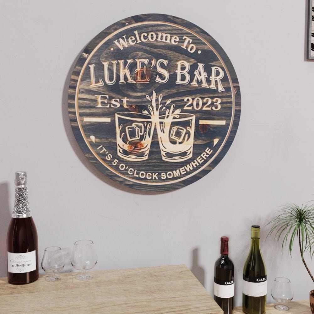 Custom Home Bar Sign – Personalized Name Wall Art, Man Cave, Kitchen & Game Room Decor, Whiskey & Cocktail Lover Gift, Housewarming & Party Present, Rustic Pub Style Wall Decoration 50240000 - DiyGiftly