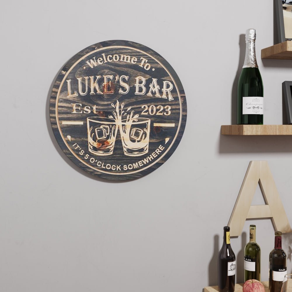 Custom Home Bar Sign – Personalized Name Wall Art, Man Cave, Kitchen & Game Room Decor, Whiskey & Cocktail Lover Gift, Housewarming & Party Present, Rustic Pub Style Wall Decoration 50240000 - DiyGiftly