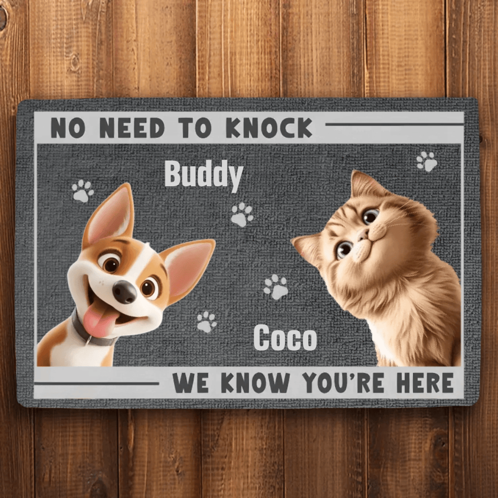 Custom Home Decor Decorative Mat - Personalized Birthday Gifts For Dog Cat Lovers, Dog Dad And Mom, Cat Owners - Paws Before People In This Happy Home 1047151 - DiyGiftly