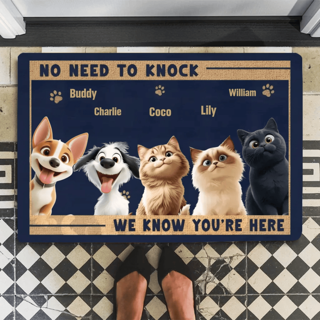 Custom Home Decor Decorative Mat - Personalized Birthday Gifts For Dog Cat Lovers, Dog Dad And Mom, Cat Owners - Paws Before People In This Happy Home 1047151 - DiyGiftly