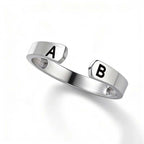 Custom Initial Couple Adjustable Ring Personalized Letter Ring Minimalist Open Design Two Letter Partner Rings - DiyGiftly