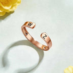 Custom Initial Couple Adjustable Ring Personalized Letter Ring Minimalist Open Design Two Letter Partner Rings - DiyGiftly