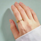 Custom Initial Couple Adjustable Ring Personalized Letter Ring Minimalist Open Design Two Letter Partner Rings - DiyGiftly