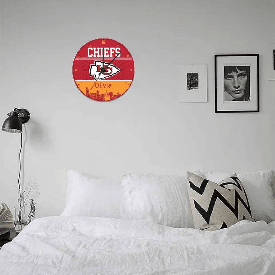 Custom KCC Football Team Wooden Clock 749726 - DiyGiftly