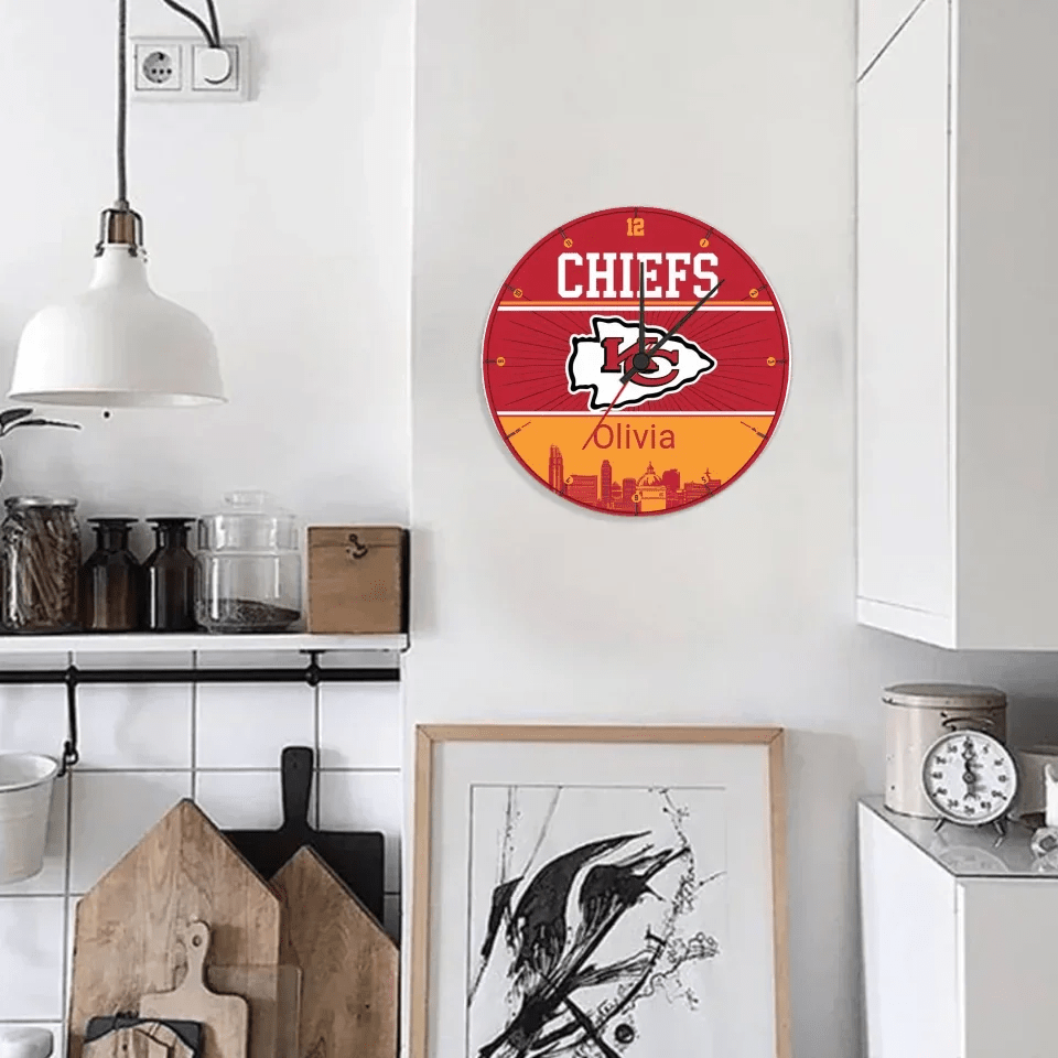 Custom KCC Football Team Wooden Clock 749726 - DiyGiftly
