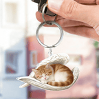 personalized cat acrylic keychain sleeping angel cat loss of gift