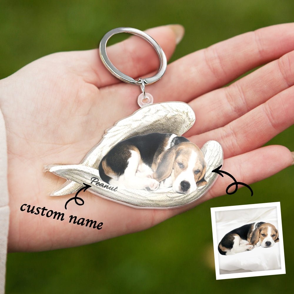 sleeping angel cat personalized cat acrylic keychain loss of gift
