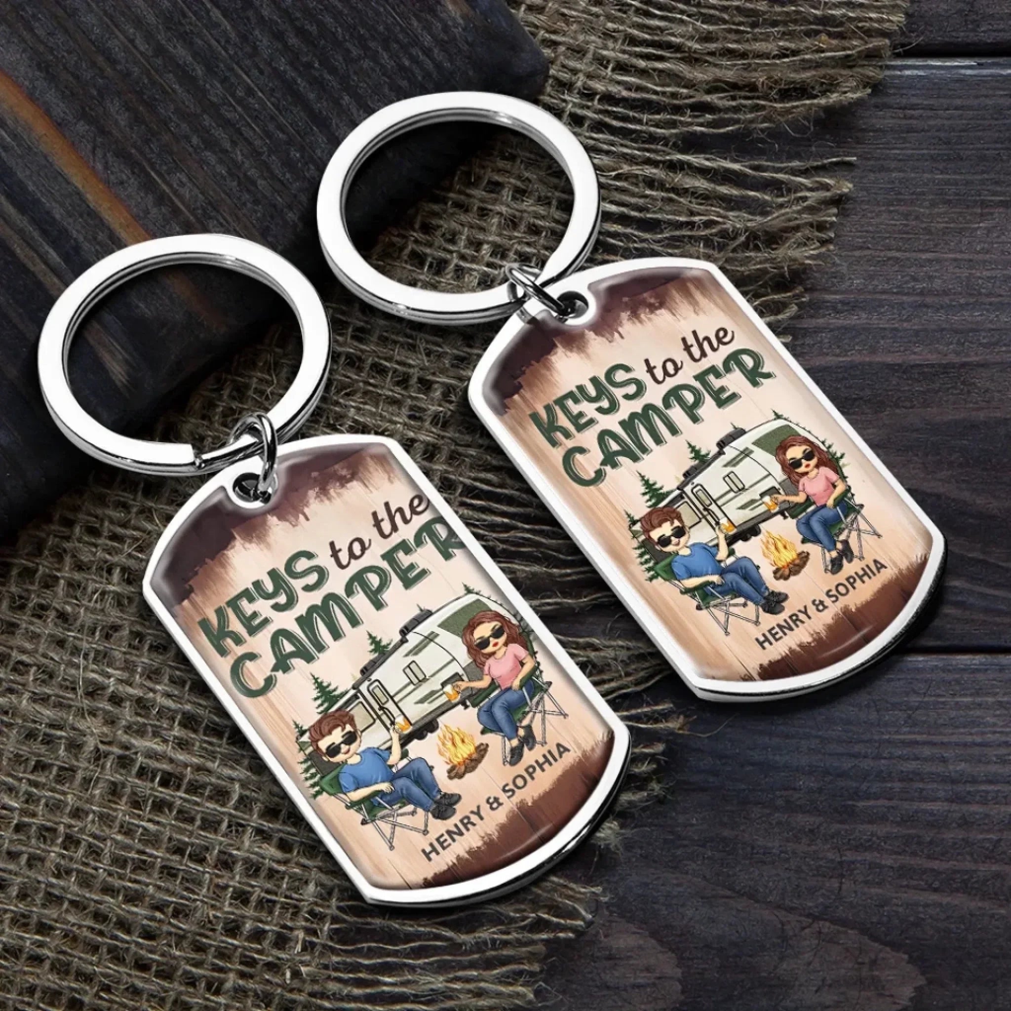 Custom Keychain – “Keys to the Camper” – Personalized Anniversary & Wedding Gift for Husband and Wife, A Sweet Keepsake for Couples Who Love Camping Together 1086318 - DiyGiftly