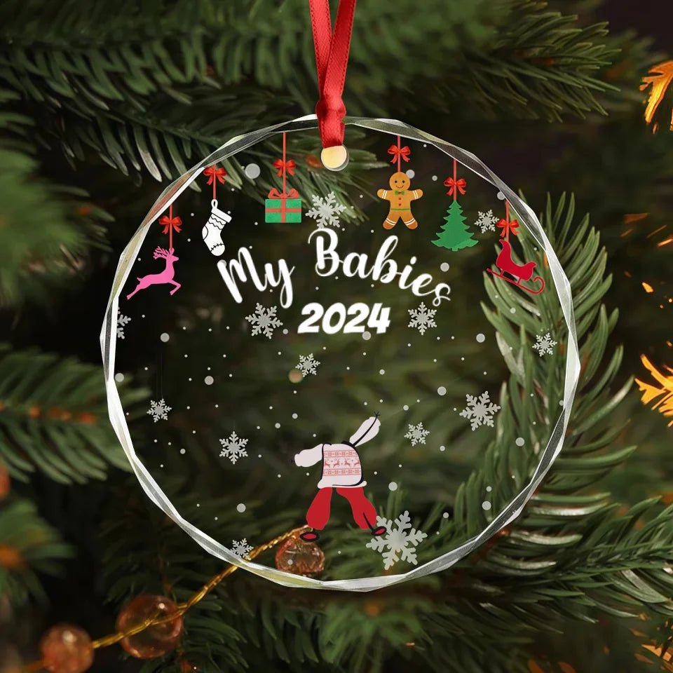 Custom Kid Face Family Our Grandkids Christmas Gift For Grandma Grandpa Mom Dad Glass Circle Ornament 692028 - DiyGiftly