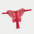 Custom Lace Hollow Butterfly Sexy Low Waist Pantie with jewelry Crystal Letter Name Open Cut Thong Women's Underwear Valentines Gift - DiyGiftly