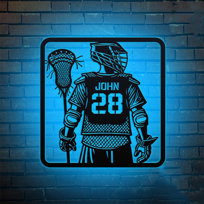 Custom Lacrosse Player Metal Wall Art with LED Light – Personalized Sports Name Sign, Bedroom, Game Room, Garage Decor, Unique Lacrosse Gift 821056 - DiyGiftly