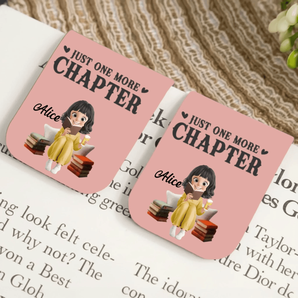 Custom Leather Magnetic Bookmark – Personalized Bookish Gifts for Book Lovers, Bookworms & Readers – One More Page Always Quote, Handmade Leather Bookmark, Unique Gift for Readers, Teachers, Students 1072799 - DiyGiftly