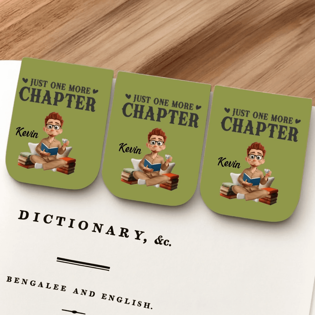 Custom Leather Magnetic Bookmark – Personalized Bookish Gifts for Book Lovers, Bookworms & Readers – One More Page Always Quote, Handmade Leather Bookmark, Unique Gift for Readers, Teachers, Students 1072799 - DiyGiftly