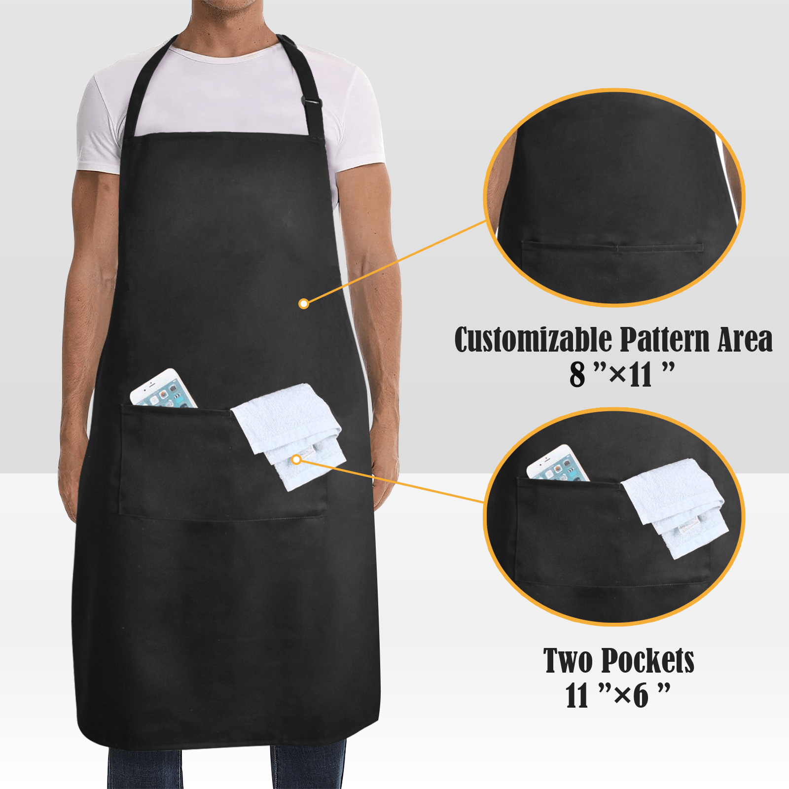 Custom Men’s Waterproof Heat Transfer Apron – Personalized Cooking Apron with Your Own Design - DiyGiftly