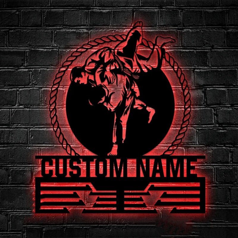 Custom Metal Brazilian Jiu - Jitsu Medal Hanger Wall Art with LED Light – Personalized BJJ Fighter Wall Decor, Martial Arts Training Room Display, Home Gym Medal Rack, and Unique Sports Gift for Athletes 40153600 - DiyGiftly