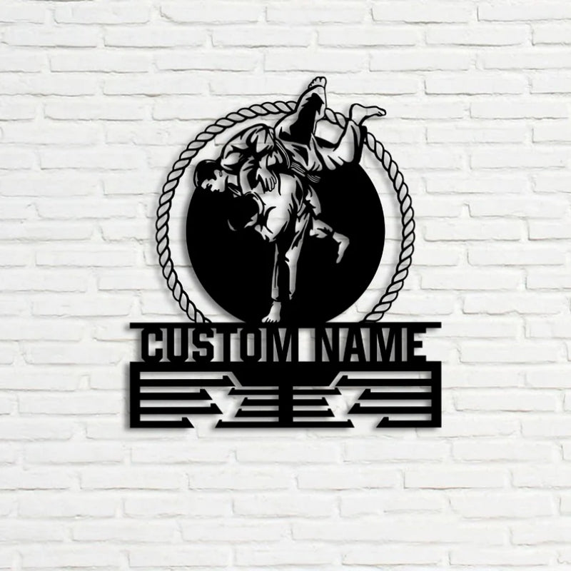 Custom Metal Brazilian Jiu - Jitsu Medal Hanger Wall Art with LED Light – Personalized BJJ Fighter Wall Decor, Martial Arts Training Room Display, Home Gym Medal Rack, and Unique Sports Gift for Athletes 40153600 - DiyGiftly