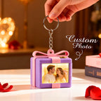 Custom Mirror Lamp Keychain Gift Box Shape Christmas Gift for Couple Valentines Gift - DiyGiftly