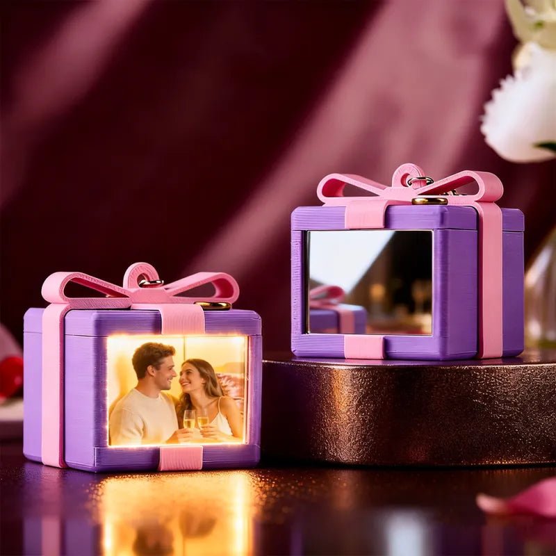 Custom Mirror Lamp Keychain Gift Box Shape Christmas Gift for Couple Valentines Gift - DiyGiftly