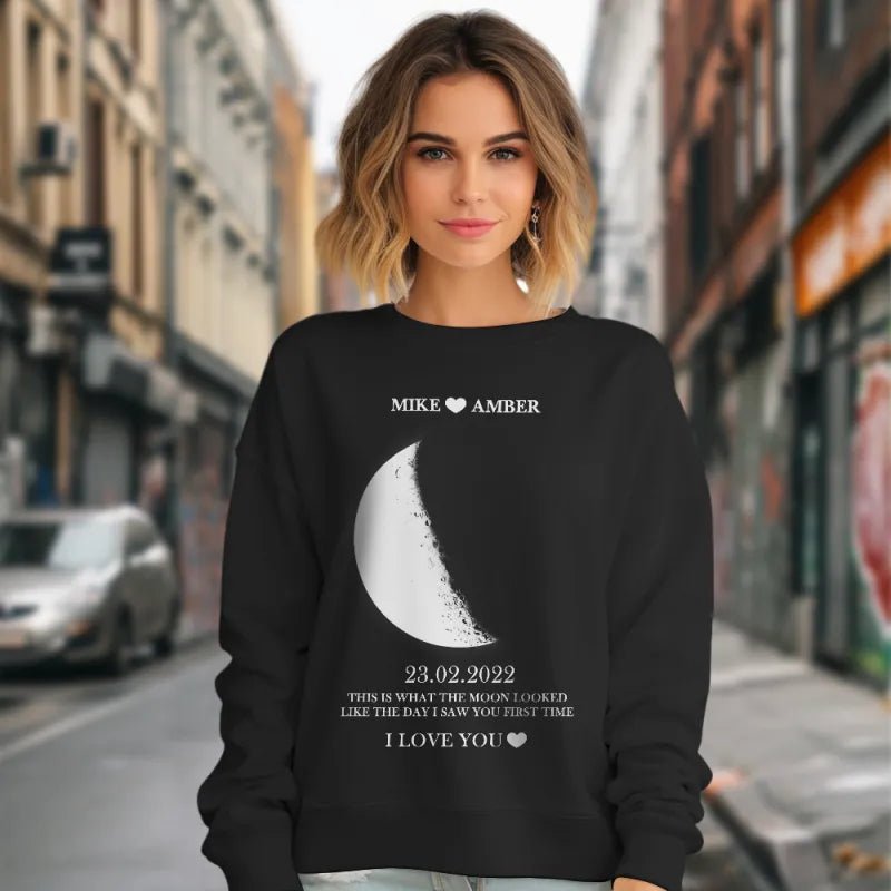 Sweatshirt everyday wear Personalized Moon Phase Crewneck 1st Year Anniversary Gift for Couple