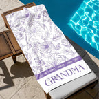 Custom Mother's Day Gift For Grandma, Personalized Grandma Beach Towel,Grandmas Garden Beach Towel, Vacation Gift for Mom, Child Name Towel 92348928 - DiyGiftly