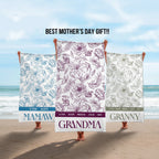 Custom Mother's Day Gift For Grandma, Personalized Grandma Beach Towel,Grandmas Garden Beach Towel, Vacation Gift for Mom, Child Name Towel 92348928 - DiyGiftly