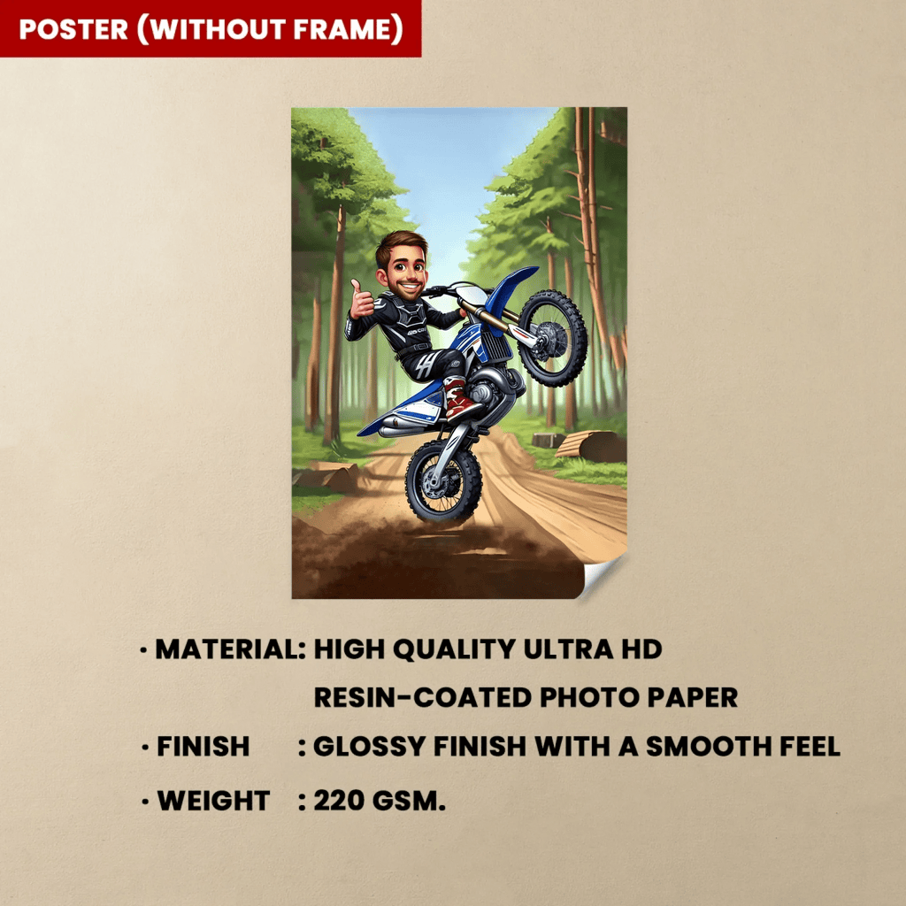 Custom Motocross Cartoon Portrait, Motocross Portrait, Gift for Motorcyclist, Motocross Caricature, Caricature from Photo, Motocross Drawing 742477 - DiyGiftly