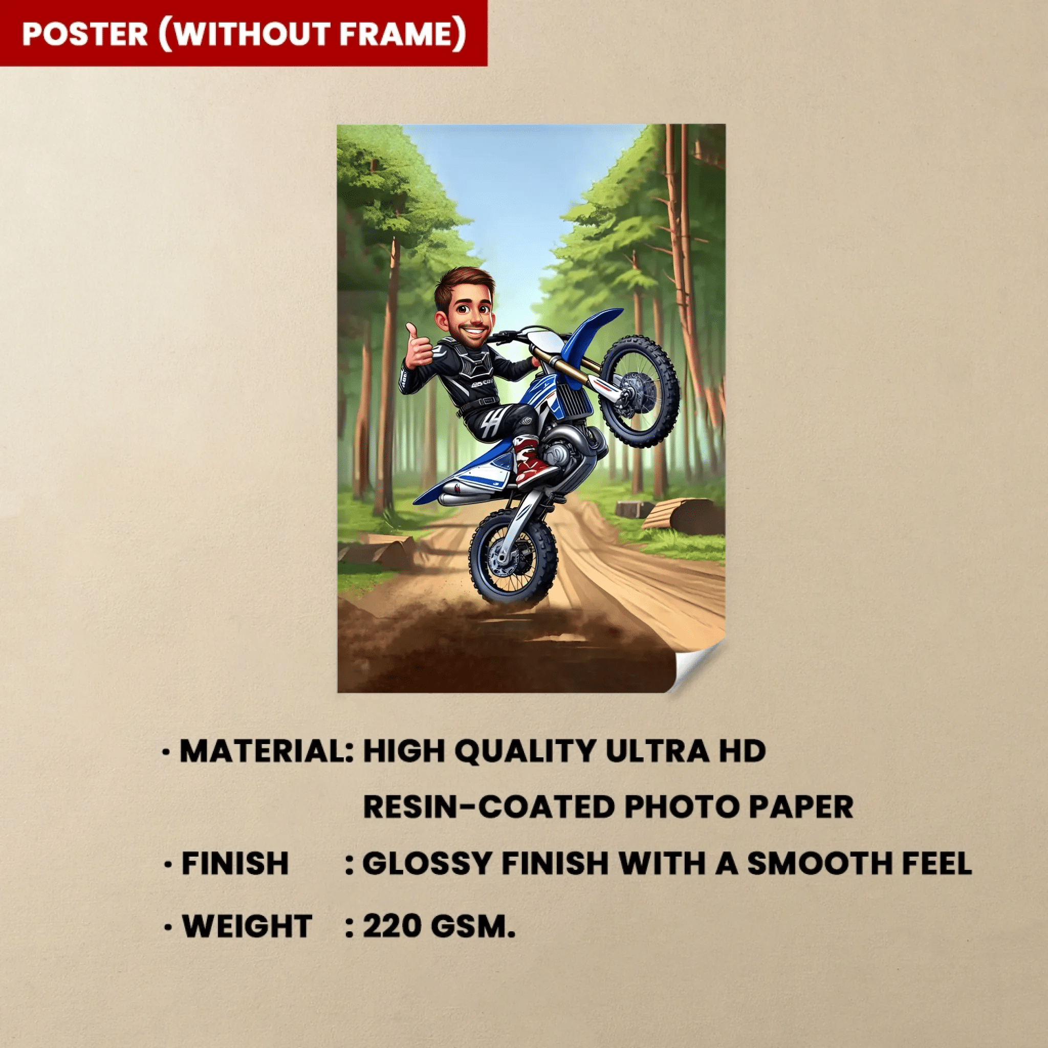 Custom Motocross Cartoon Portrait, Motocross Portrait, Gift for Motorcyclist, Motocross Caricature, Caricature from Photo, Motocross Drawing 742477 - DiyGiftly