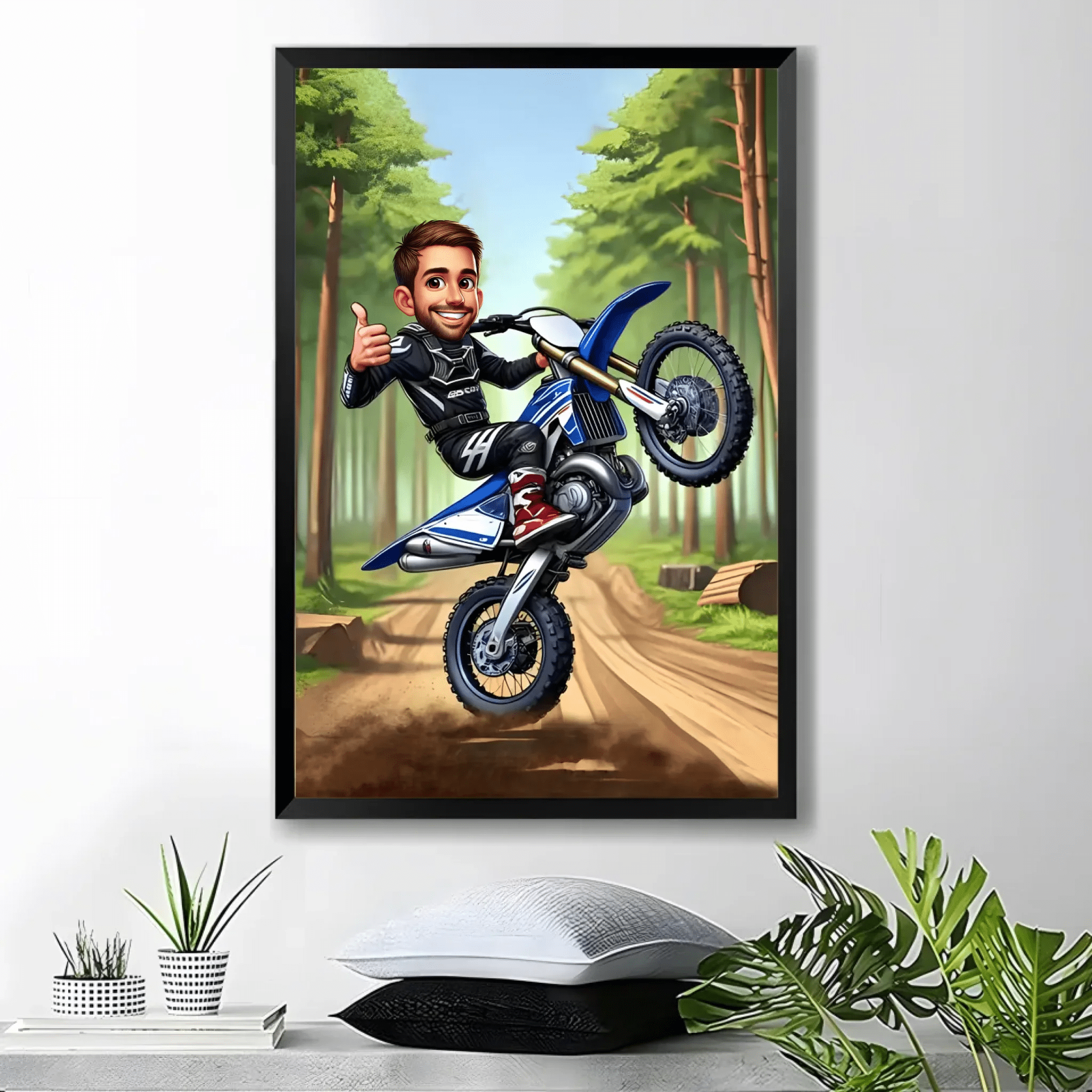 Custom Motocross Cartoon Portrait, Motocross Portrait, Gift for Motorcyclist, Motocross Caricature, Caricature from Photo, Motocross Drawing 742477 - DiyGiftly