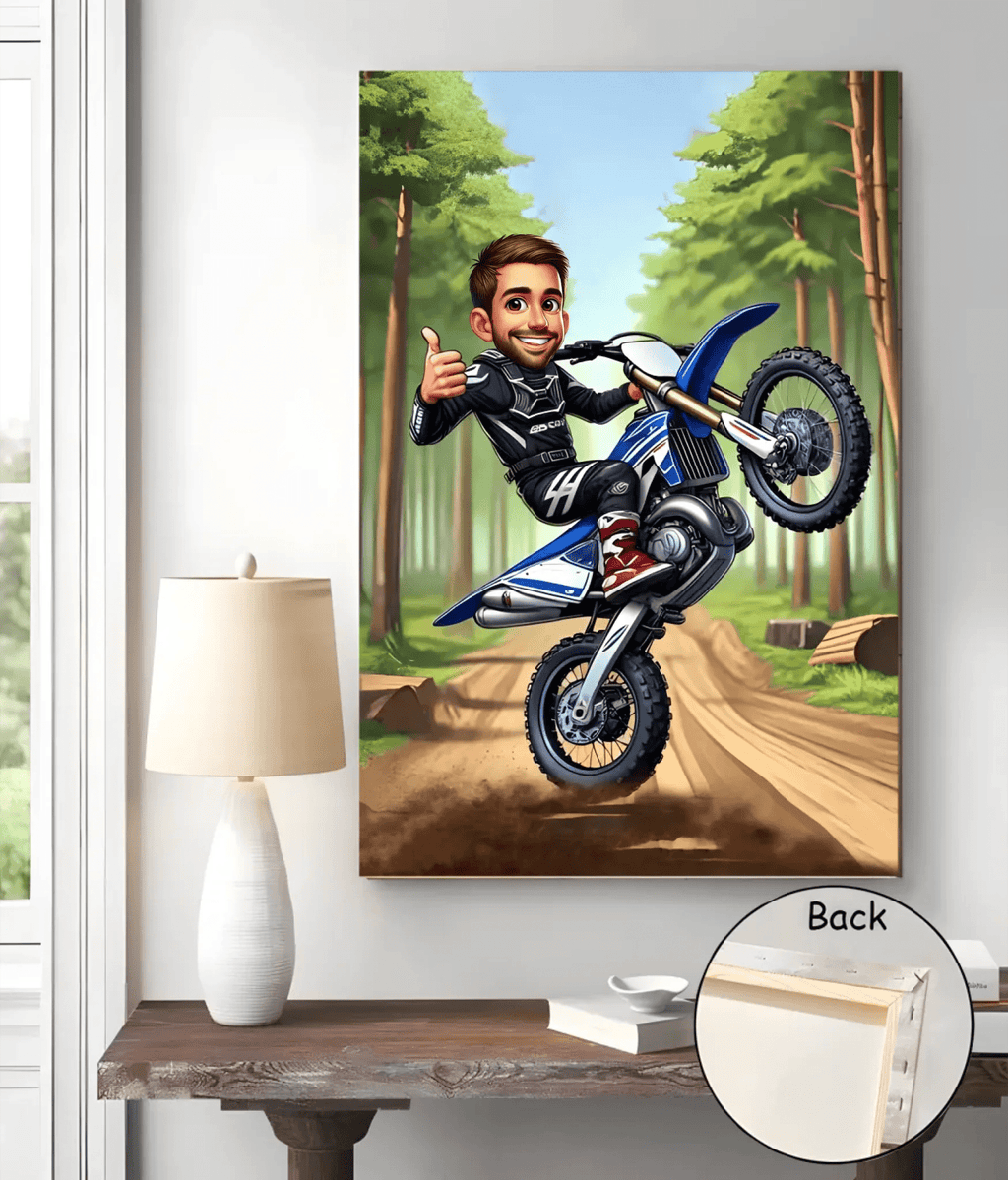 Custom Motocross Cartoon Portrait, Motocross Portrait, Gift for Motorcyclist, Motocross Caricature, Caricature from Photo, Motocross Drawing 742477 - DiyGiftly