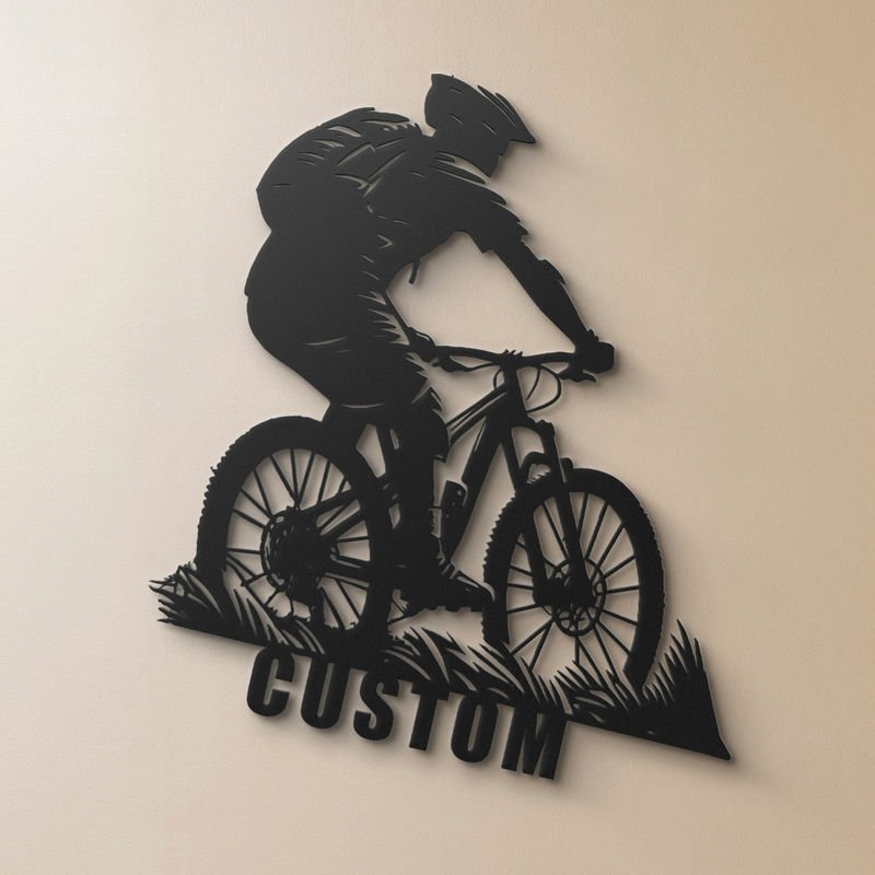 Custom Mountain Bike Metal Signs – Featuring Bike Silhouettes & Trail Designs, Personalized with Rider’s Name or "Downhill Champion" for Garage Decor 29404672 - DiyGiftly