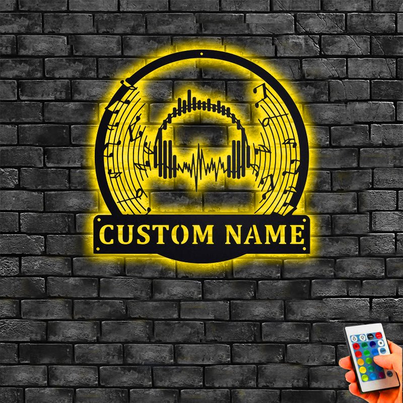 Custom Music Headphone Metal Wall Art – Personalized DJ and Music Studio Wall Decor with LED Light, Custom Metal Sign for Musicians, Recording Rooms, Home Studios, and Unique Music Lover Gift 491060736 - DiyGiftly