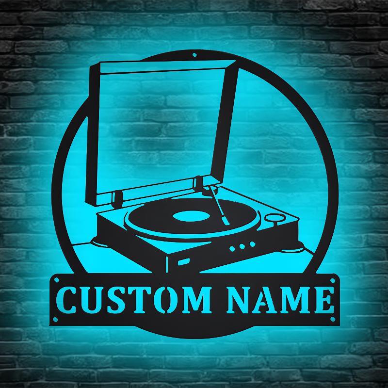 Custom Music Turntable Record Metal Sign – Personalized DJ Vinyl Wall Art with LED Light, Music Studio or Home Decor, Unique Gift for DJs, Musicians, and Music Lovers 23511296 - DiyGiftly