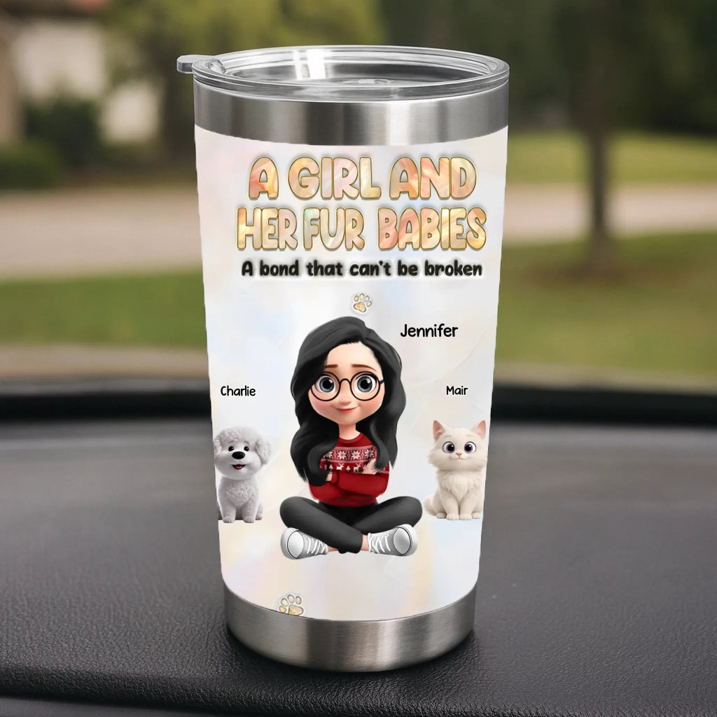 Custom Nacre Effect Tumbler – A Girl and Her Fur Babies Personalized Travel Cup for Dog & Cat Lovers 1068248 - DiyGiftly