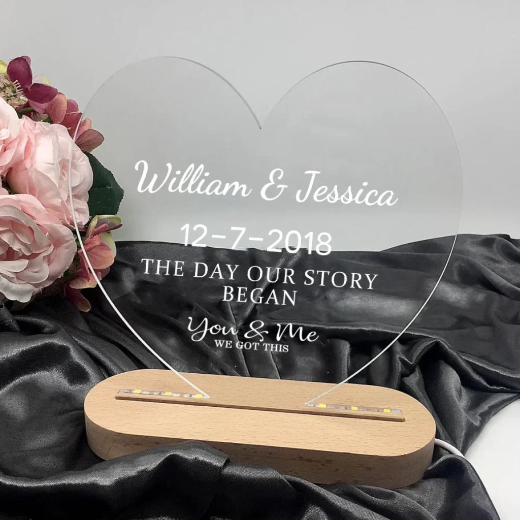 Custom name and date - Luminous acrylic table - Birthday gift for couples 759240 - DiyGiftly