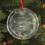 Custom Name Couple Wedding Engagement Christmas Glass Circle Ornament 689080 - DiyGiftly