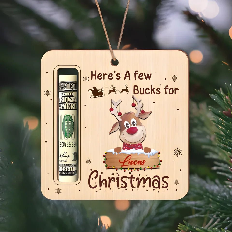 Custom Name Cute Reindeer Christmas Gifts Wood Money Holder Ornament 691985 - DiyGiftly