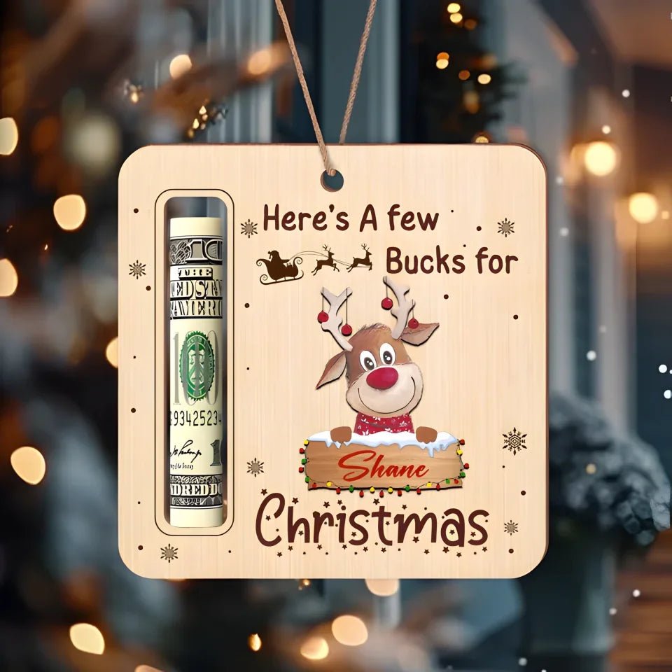 Custom Name Cute Reindeer Christmas Gifts Wood Money Holder Ornament 691985 - DiyGiftly