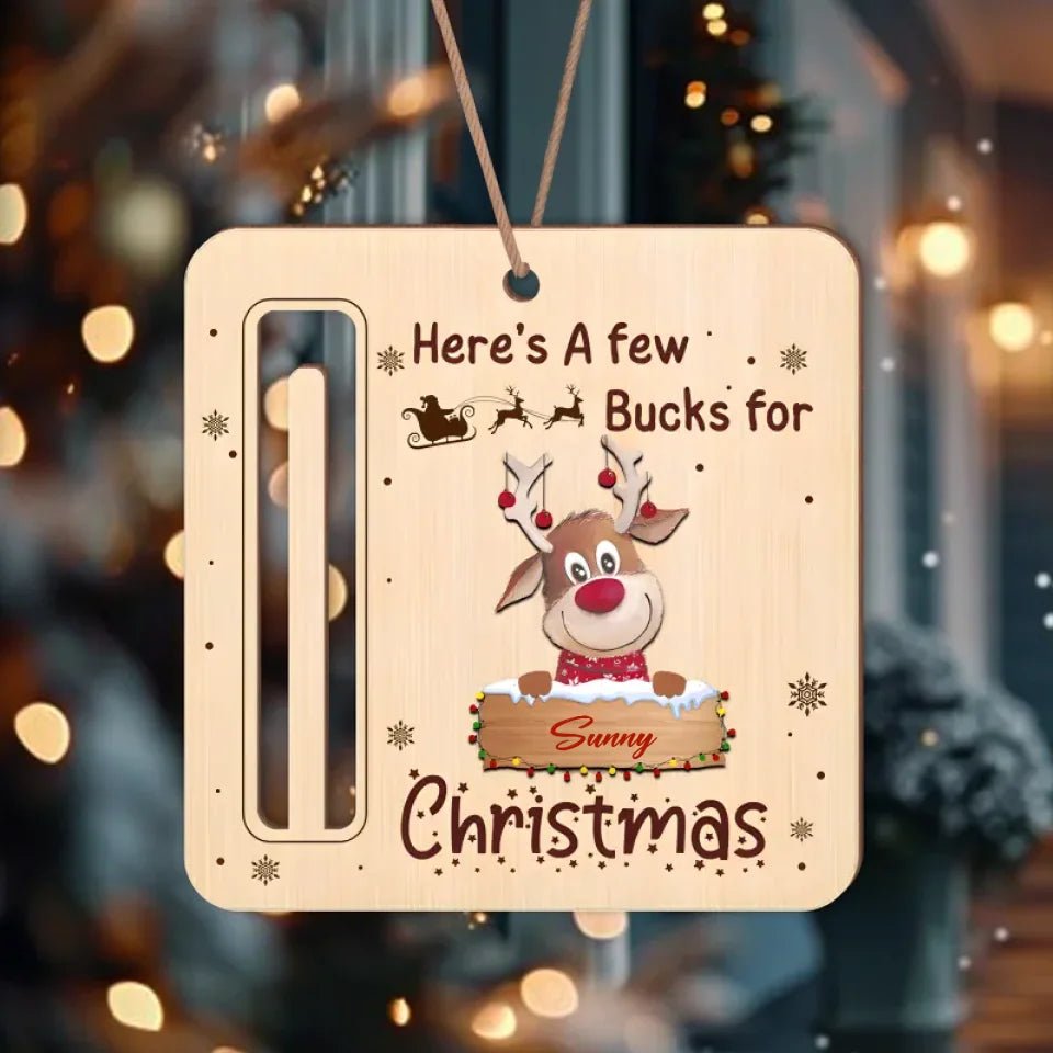 Custom Name Cute Reindeer Christmas Gifts Wood Money Holder Ornament 691985 - DiyGiftly