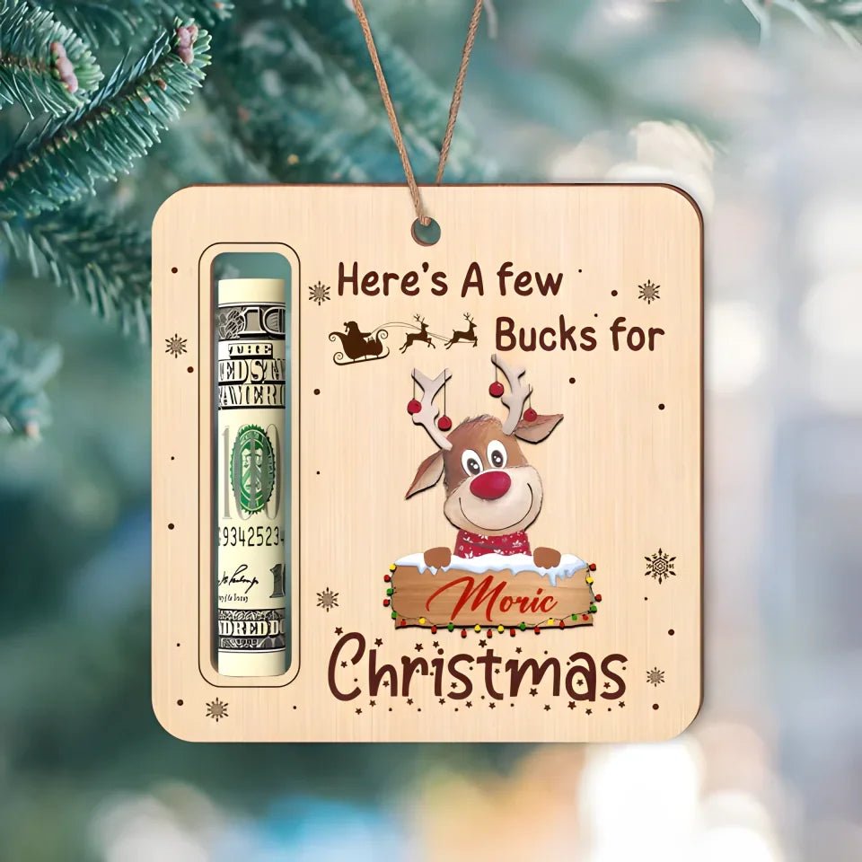 Custom Name Cute Reindeer Christmas Gifts Wood Money Holder Ornament 691985 - DiyGiftly