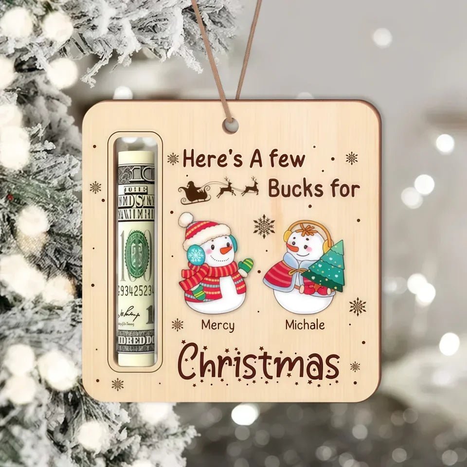 Custom Name Cute Snowman Christmas Gifts Wood Money Holder Ornament 689117 - DiyGiftly