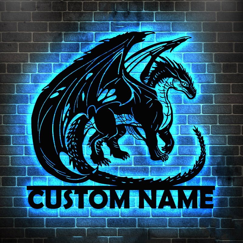 Custom Name Dragon Metal Sign – Personalized Fantasy Wall Plaque for Bedroom, Game Room, Man Cave, or Dragon Enthusiast Gift 9474176 - DiyGiftly