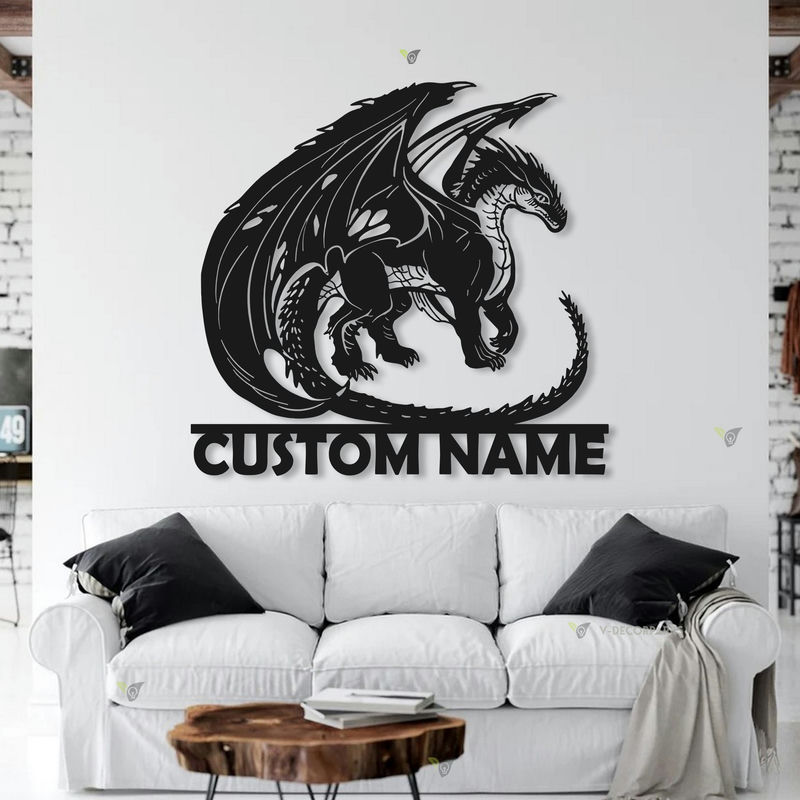 Custom Name Dragon Metal Sign – Personalized Fantasy Wall Plaque for Bedroom, Game Room, Man Cave, or Dragon Enthusiast Gift 9474176 - DiyGiftly