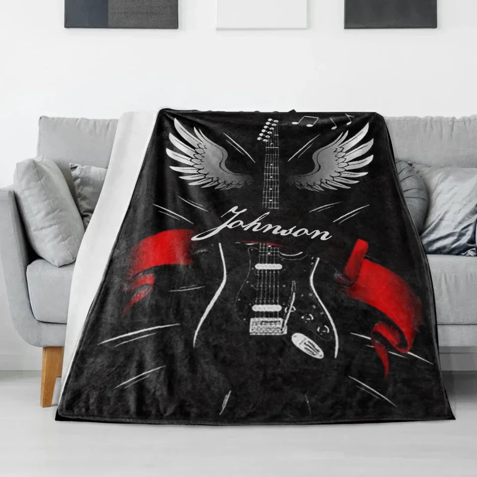 Custom Name Guitar Wings Blanket 756954 - DiyGiftly