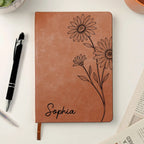 Custom Name Journal Birth Month Flower Gift – Personalized Leather Journal with Birth Flower Design – Custom Floral Diary Notebook – Best Birthday Gift for Her, Him, Mom, Friend, Christmas Gift 1071005 - 1071014 - DiyGiftly